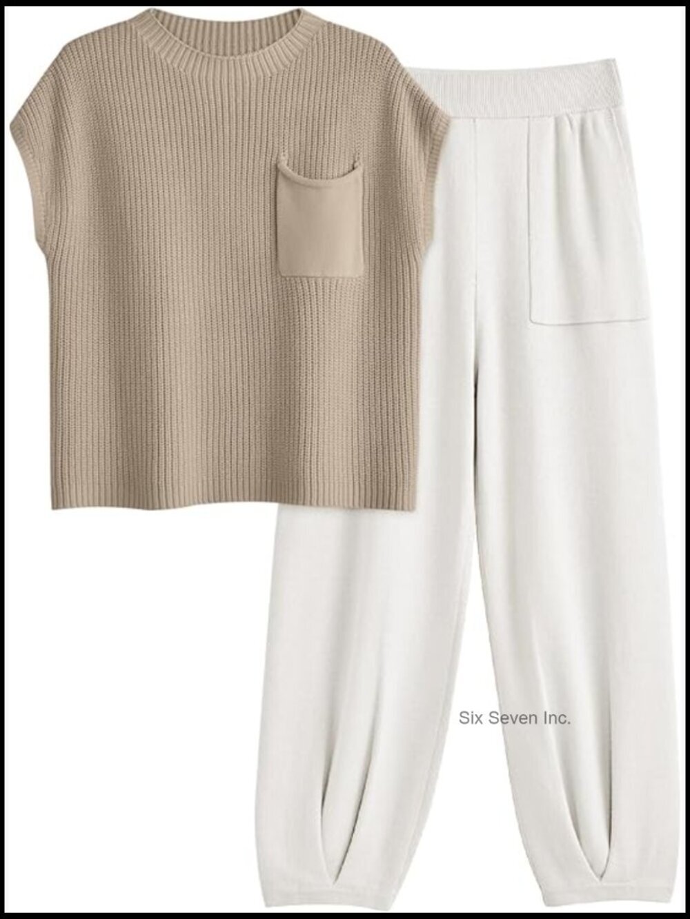 Women's Trendy 2 Piece Knit Sweatsuit Set - Cotton Lounge Set